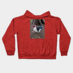 Muscovy Duck Red Black and White Kids Hoodie